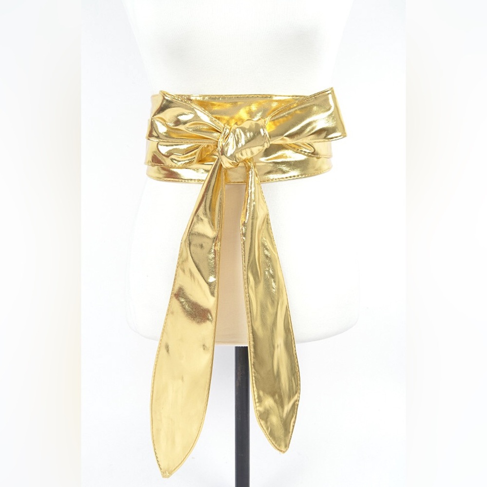 Metallic Obi Wrap Statement Belt